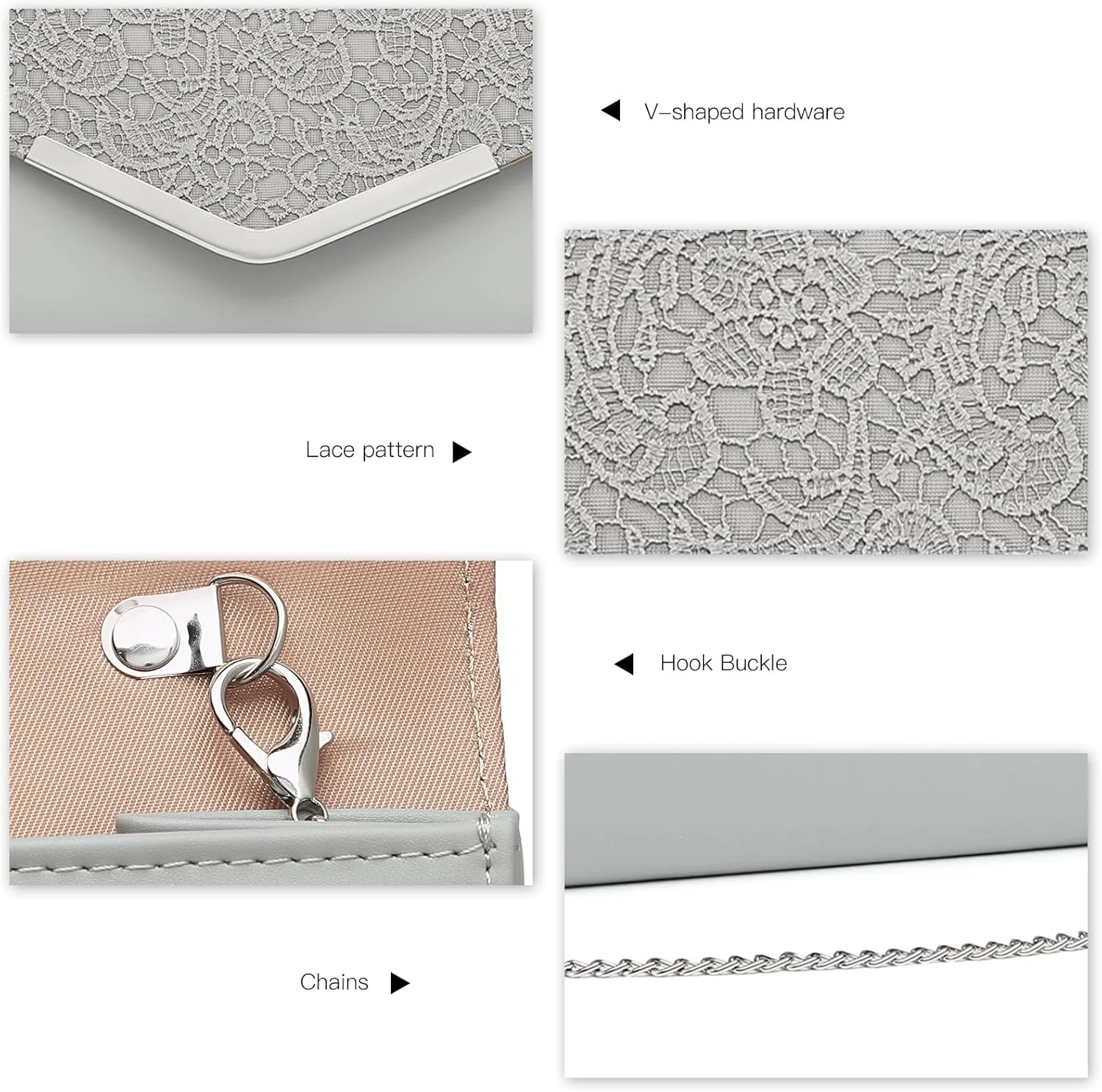 کیف دستی زنانه Miss Lulu مدل Lh1756 Gy، کیف مسنجر، سایز متوسط