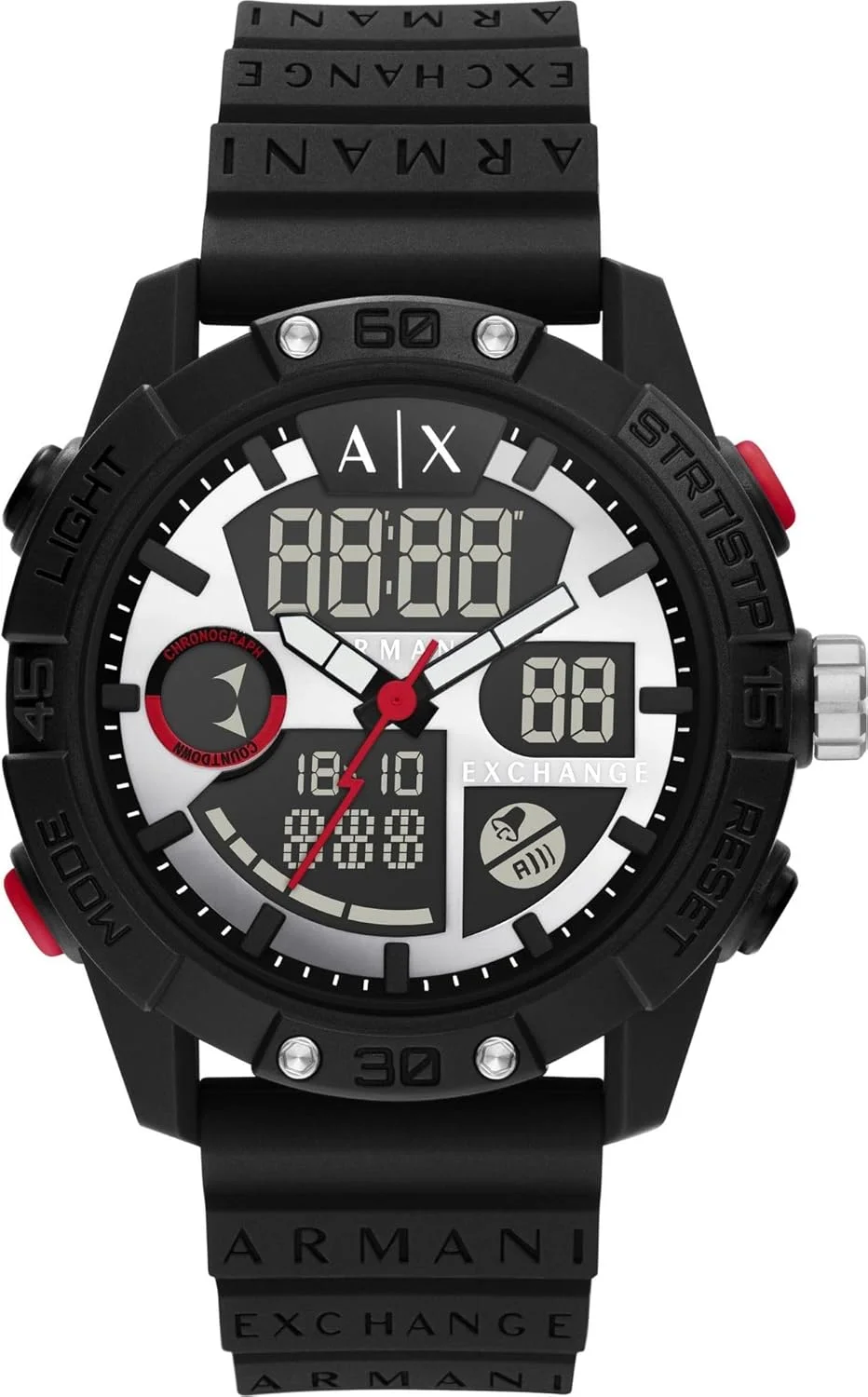 ساعت مردانه آرمانی اکسچنج، حرکت آنالوگ-دیجیتال، ساعت نایلونی با اندازه قاب 46 میلی متر