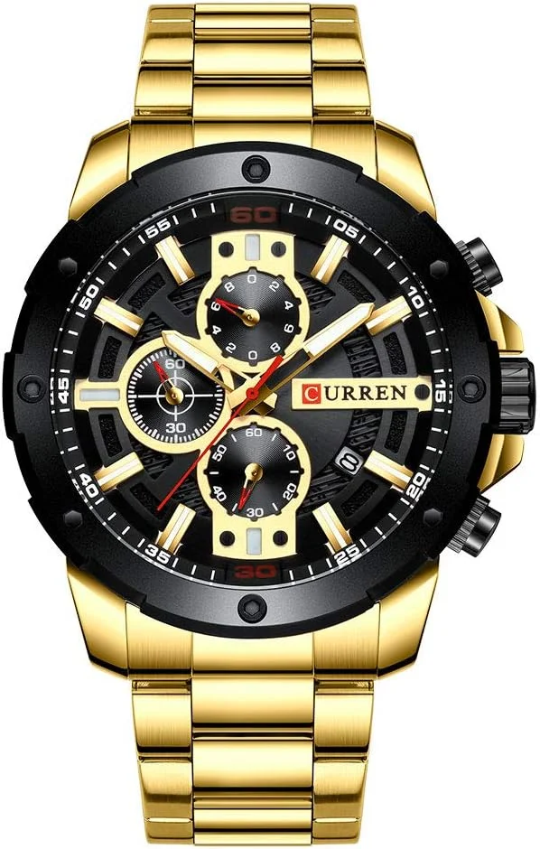 ساعت مچی مردانه آنسلف 8336، دارای صفحه نمایش تاریخ شب‌تاب، کرنوگراف 1/10 ثانیه، بند استیل