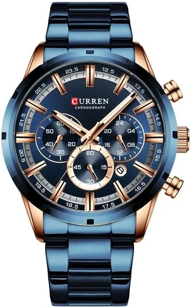 بسته 2 عددی ساعت مچی مردانه کورن مدل 8355M، دارای بند استیل ضد زنگ، ساعت مچی چند منظوره، نمایشگر شب تاب، کرنوگراف و تقویم