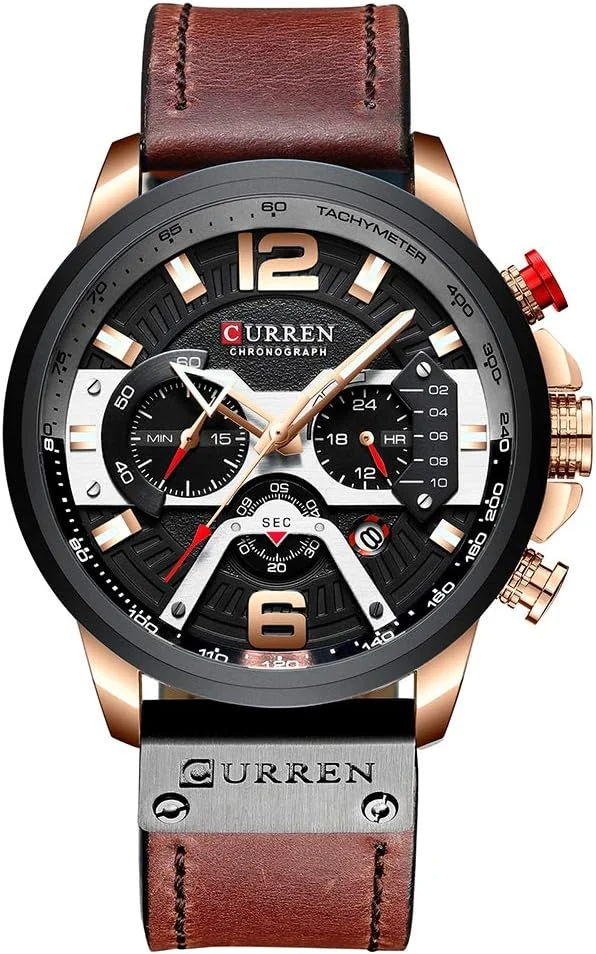 ساعت مچی کوارتز 8329 مردانه، ساعت مچی اسپرت ساده با صفحه های فرعی، تقویم، نمایشگر ثانیه و 24 ساعته، ضد آب 3ATM، ساعت های مردانه شیک و غیررسمی Relogio Masculino