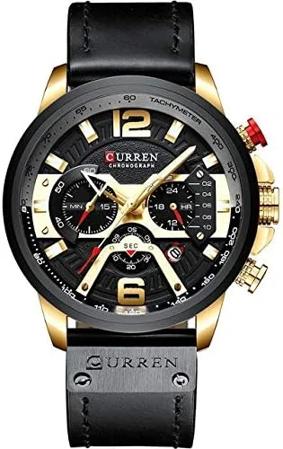 ساعت مچی چرمی اسپرت مردانه آلیس زنگ مدل M8329 (رز آبی) (رنگ: طلایی مشکی)