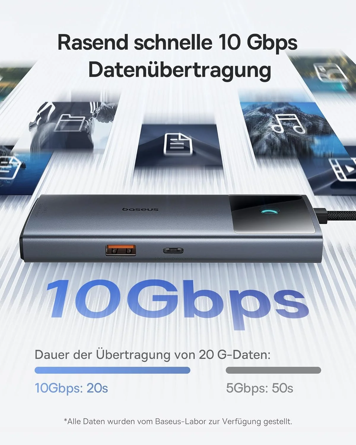 هاب USB C بیسوس 10 گیگابیت بر ثانیه، آداپتور USB 3.2 با LAN اترنت، HDMI 4K@60Hz، دو پورت USB-A، USB-C، توان 100 وات PD، داک استیشن 6 در 1 برای آیفون 15، لپ تاپ MacBook/Surface Pro/Dell/iPad/Steam Deck/Rog Ally/Samsung