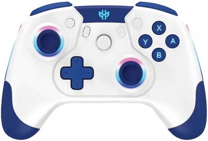دسته بازی بی‌سیم GXM Alpha Pro RGB، درایو 6 محوره، برای نینتندو سوییچ/اندروید/IOS/کامپیوتر، سازگاری گسترده، اتصال سیمی و بی‌سیم، دانگل 2.4 هرتز، USB Type-C، سفید/آبی | Alpha Pro-White