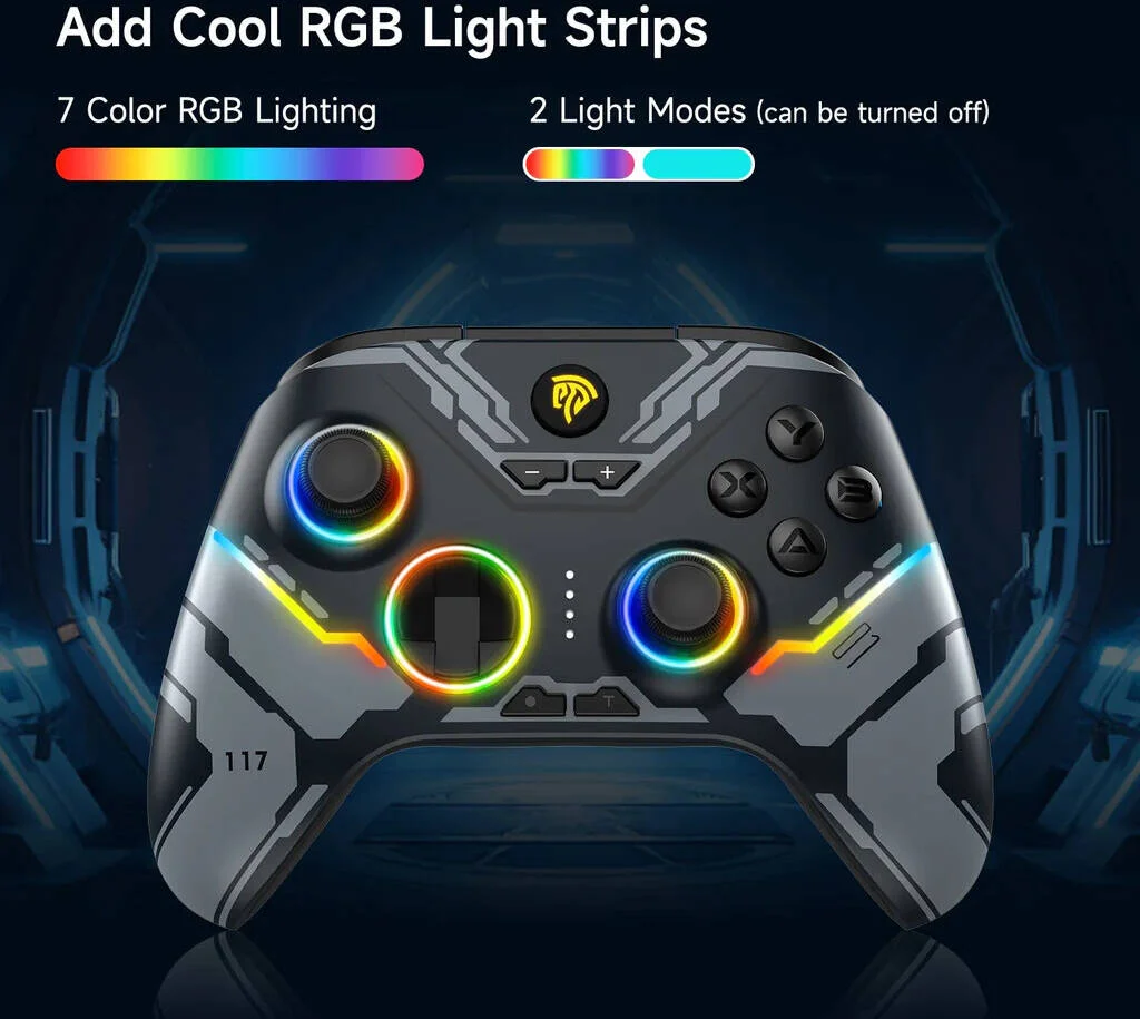 دسته بازی بیسیم EasySMX X15، نورپردازی RGB، اثر هال دوگانه، چند پلتفرمی، 2.4G/بلوتوث/سیمی، دکمههای قابل برنامهریزی پشتی، دقت بدون دریفت، طول عمر بالا، Wukong | X15 دسته بازی بیسیم EasySMX X15، نورپردازی RGB، اثر هال دوگانه، چند پلتفرمی، 2.4G/بلوتوث/سیمی، دکمههای قابل برنامهریزی پشتی، دقت بدون دریفت، طول عمر بالا، Wukong | X15