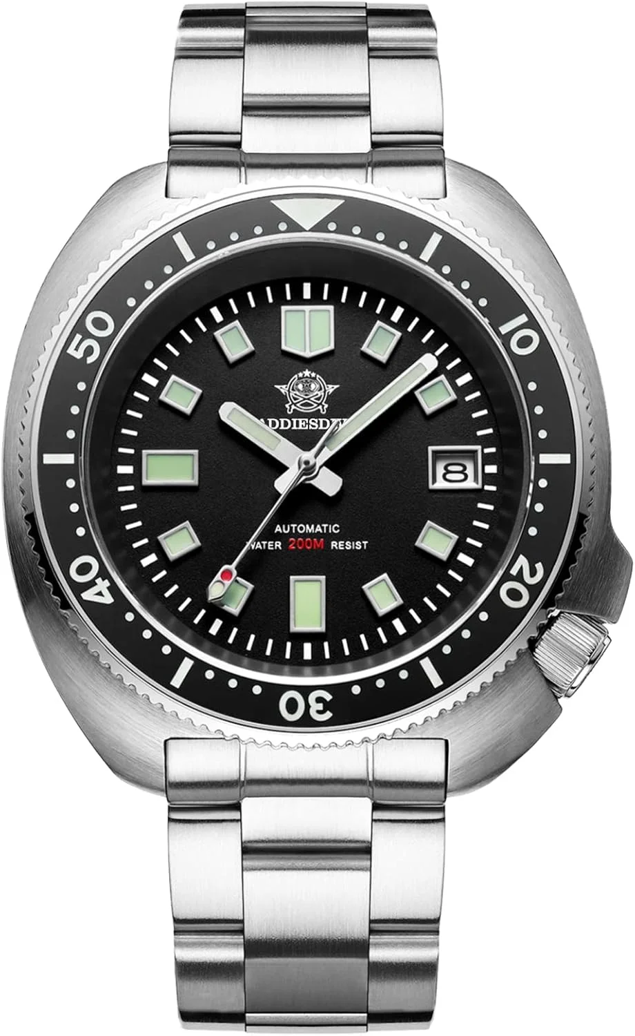 ساعت مچی مردانه غواصی اتوماتیک ADDIESDIVE 200M، عقربه ای، استیل ضد زنگ، نورانی مکانیکی NH35A