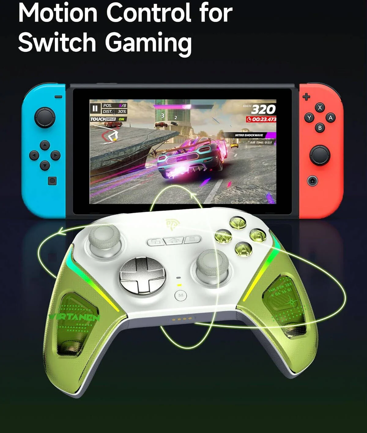 دسته بازی بی سیم EasySMX D10، فناوری EasyPos™، نرخ نمونه برداری 1000 هرتز، تنظیم لرزش 4 سطح، حرکت 6 محوره، باتری 1000 میلی آمپر، دکمه های مکانیکی کامل، سبز ویرتانن | D10 دسته بازی بی سیم EasySMX D10، فناوری EasyPos™، نرخ نمونه برداری 1000 هرتز، تنظیم لرزش 4 سطح، حرکت 6 محوره، باتری 1000 میلی آمپر، دکمه های مکانیکی کامل، سبز ویرتانن | D10