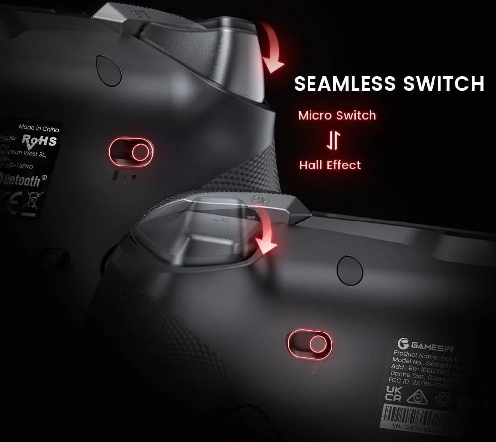 کنترلر بیسیم چند پلتفرمی GameSir Tarantula T3 Pro برای سوییچ/رایانه شخصی/iOS/اندروید، کنترلر بلوتوث 2.4G سیمی، استیکهای ضد دریفت TMR، 9 دکمه قابل تنظیم، نورپردازی RGB، 1200mAh، مشکی | T3 PRO کنترلر بیسیم چند پلتفرمی GameSir Tarantula T3 Pro برای سوییچ/رایانه شخصی/iOS/اندروید، کنترلر بلوتوث 2.4G سیمی، استیکهای ضد دریفت TMR، 9 دکمه قابل تنظیم، نورپردازی RGB، 1200mAh، مشکی | T3 PRO