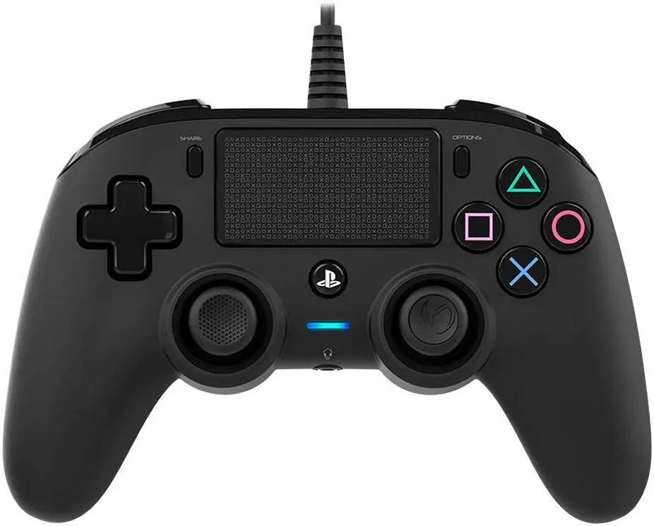 دسته بازی سیم دار جمع و جور Nacon، نشانگر LED، موقعیت جوی استیک متقارن، طول کابل 300 سانتی متر، برای ویندوز و PS4، مشکی | PS4OFCPADBLACK