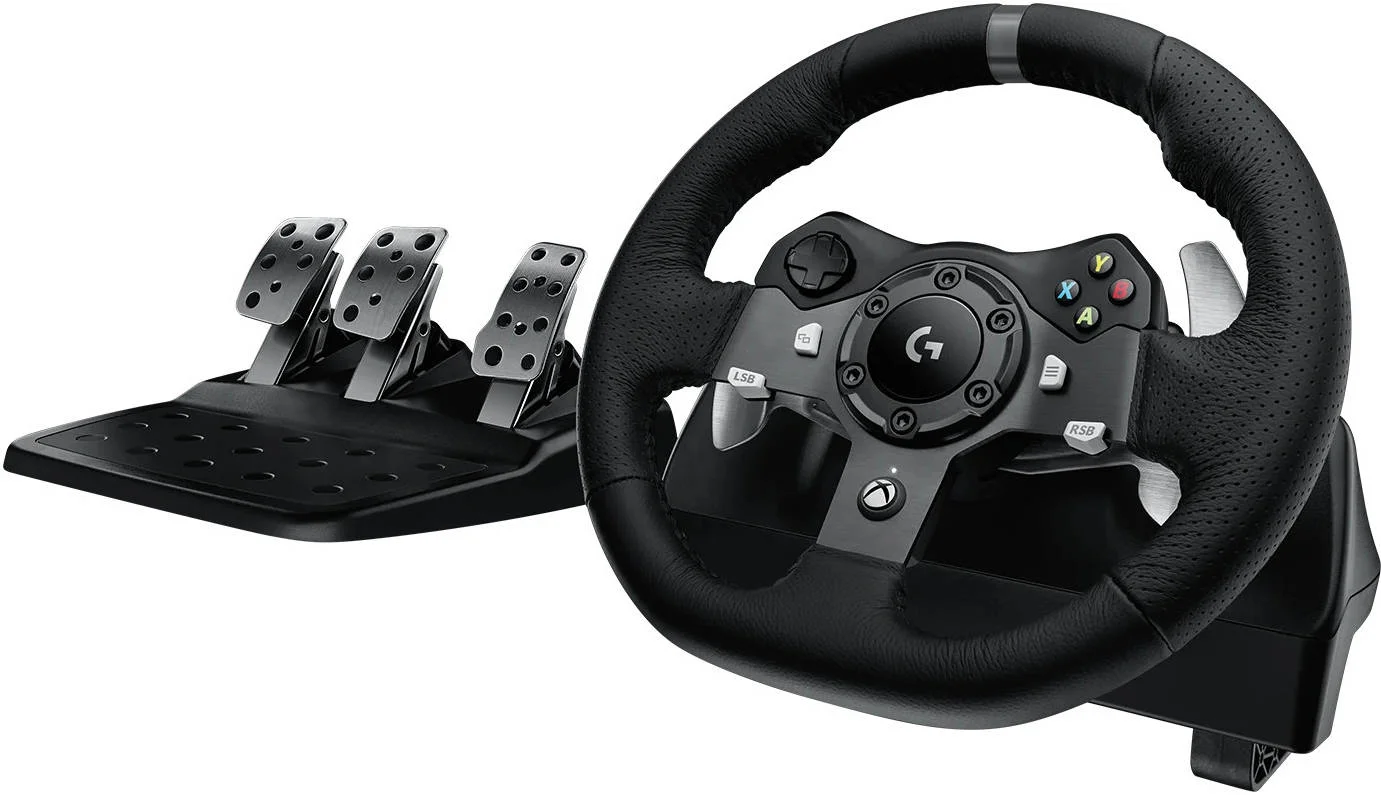 فرمان مسابقه و پدالهای کف Logitech G920 Driving Force، پدالهای تعویض دنده استیل ضد زنگ، روکش فرمان چرمی برای Xbox Series X|S، Xbox One، PC، Mac، مشکی | 941-000124 فرمان مسابقه و پدالهای کف Logitech G920 Driving Force، پدالهای تعویض دنده استیل ضد زنگ، روکش فرمان چرمی برای Xbox Series X|S، Xbox One، PC، Mac، مشکی | 941-000124