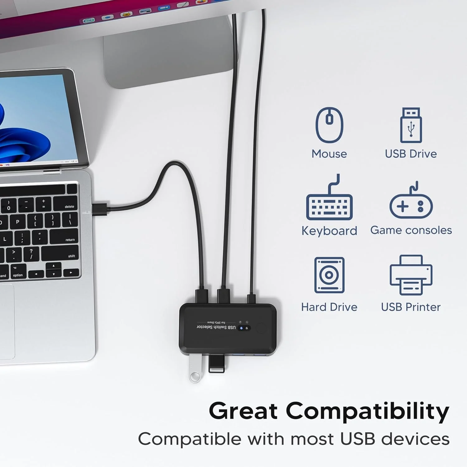 انتخابگر سوئیچ USB 3.0 مکس لاکس، آداپتور هاب سوئیچ KVM، اشتراک 4 دستگاه بین 2 کامپیوتر، قابل استفاده برای دستگاه های USB مختلف، سازگار با سیستم عامل های متعدد انتخابگر سوئیچ USB 3.0 مکس لاکس، آداپتور هاب سوئیچ KVM، اشتراک 4 دستگاه بین 2 کامپیوتر، قابل استفاده برای دستگاه های USB مختلف، سازگار با سیستم عامل های متعدد