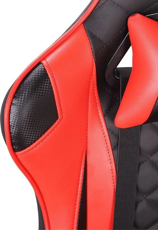 صندلی گیمینگ GamerTek Drift، بالش کمری برای پشتیبانی بیشتر از کمر، چرم نرم و سازگار با پوست، طراحی شیک، مشکی - قرمز | Gamertek Drift