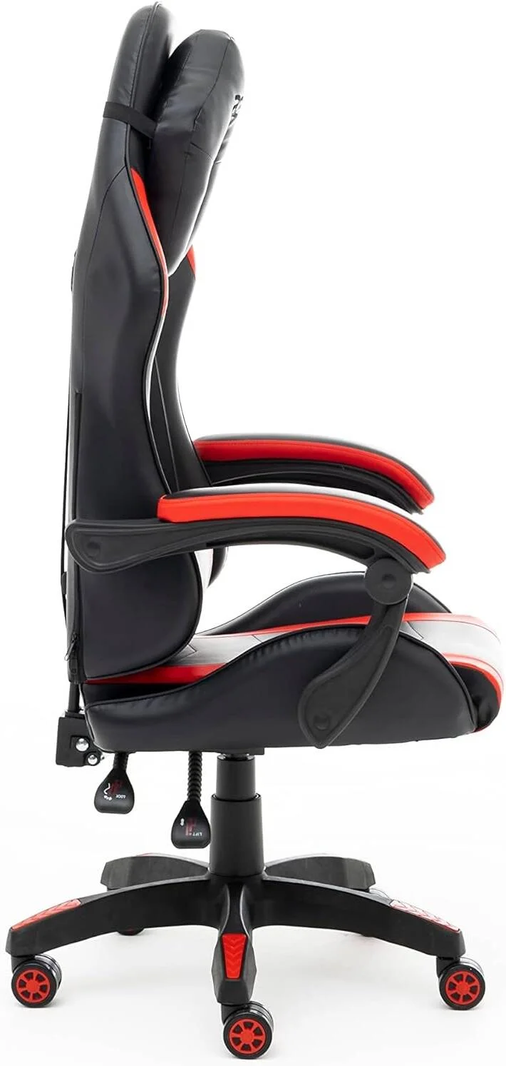 صندلی گیمینگ پشتی بلند و اسپرت ایسر، صندلی اداری کامپیوتر مسابقه ای با دسته های دارای پد اضافی، تنظیم ارتفاع 10 سانتی متری، تکیه گاه 135 درجه، چرم مصنوعی، بالشتک های فوم با چگالی بالا - مشکی و قرمز