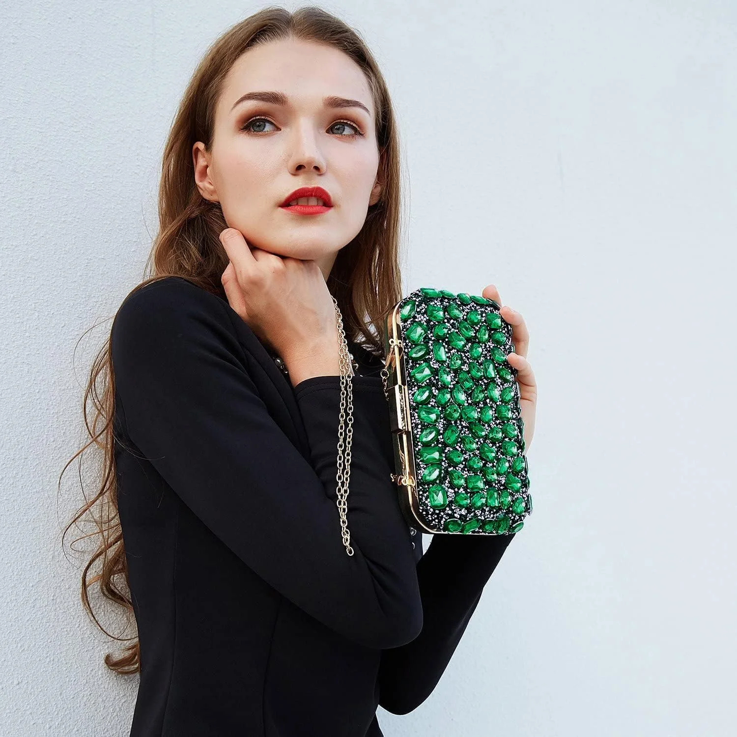 کیف دستی مجلسی زنانه Milisente، کیف کلاچ کریستالی، کیف مجلسی جواهردوزی شده برای مهمانی عروسی