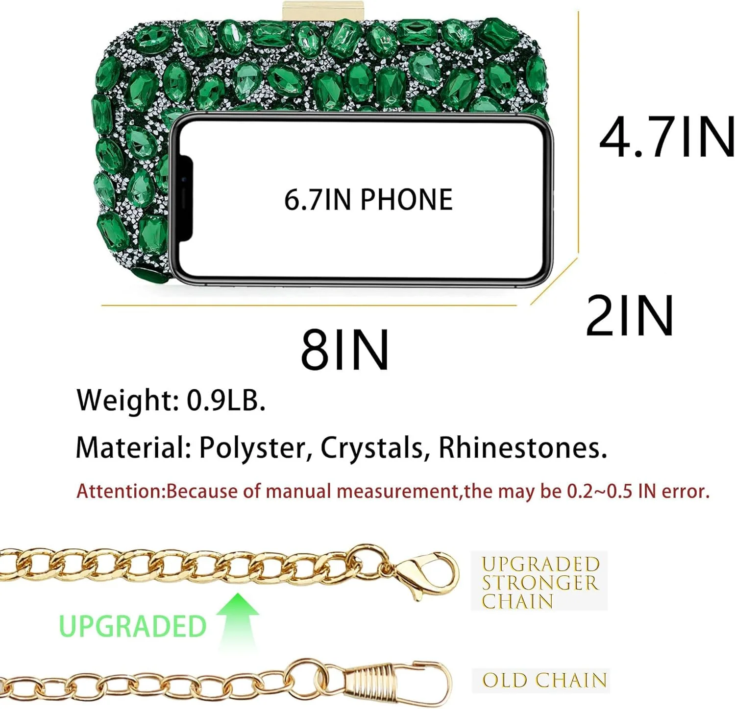 کیف دستی مجلسی زنانه Milisente، کیف کلاچ کریستالی، کیف مجلسی جواهردوزی شده برای مهمانی عروسی