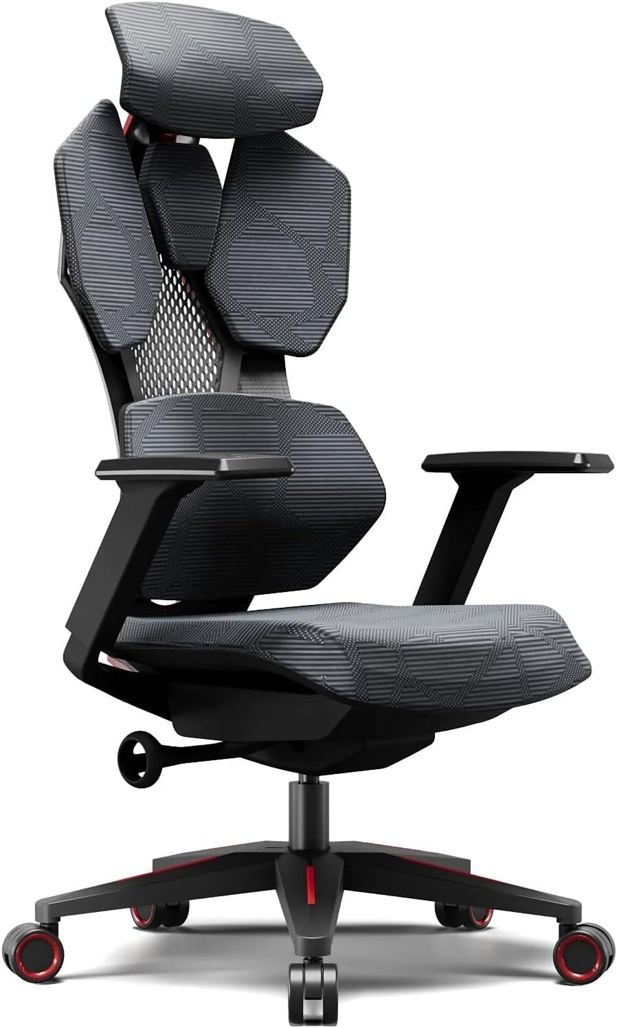 صندلی گیمینگ ارگونومیک مشکی قرمز AFTERWORK با مکانیزم چند منظوره، جک گازی کلاس 4، چرخ های PU، آویز لباس، پایه نایلونی 700 میلی متری