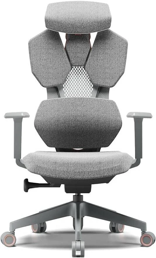 صندلی گیمینگ ارگونومیک ممتاز سفید صورتی AFTERWORK با مکانیزم چند منظوره، بالابر گازی کلاس 4، چرخ های PU، آویز لباس، پایه نایلونی 700 میلی متری