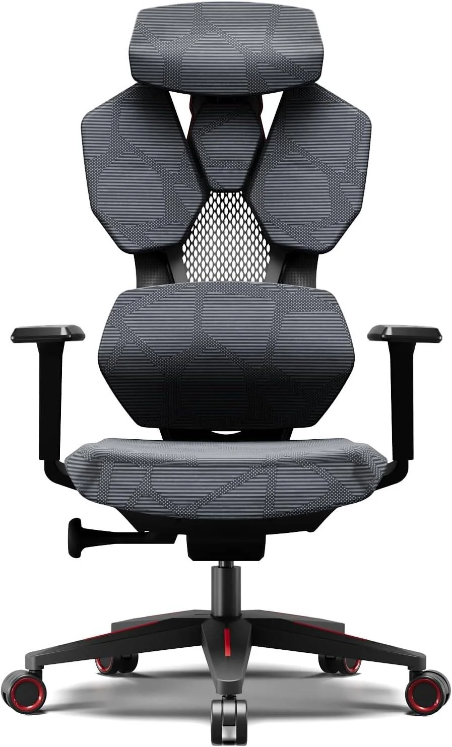 صندلی گیمینگ ارگونومیک مشکی قرمز AFTERWORK با مکانیزم چند منظوره، جک گازی کلاس 4، چرخ های PU، آویز لباس، پایه نایلونی 700 میلی متری