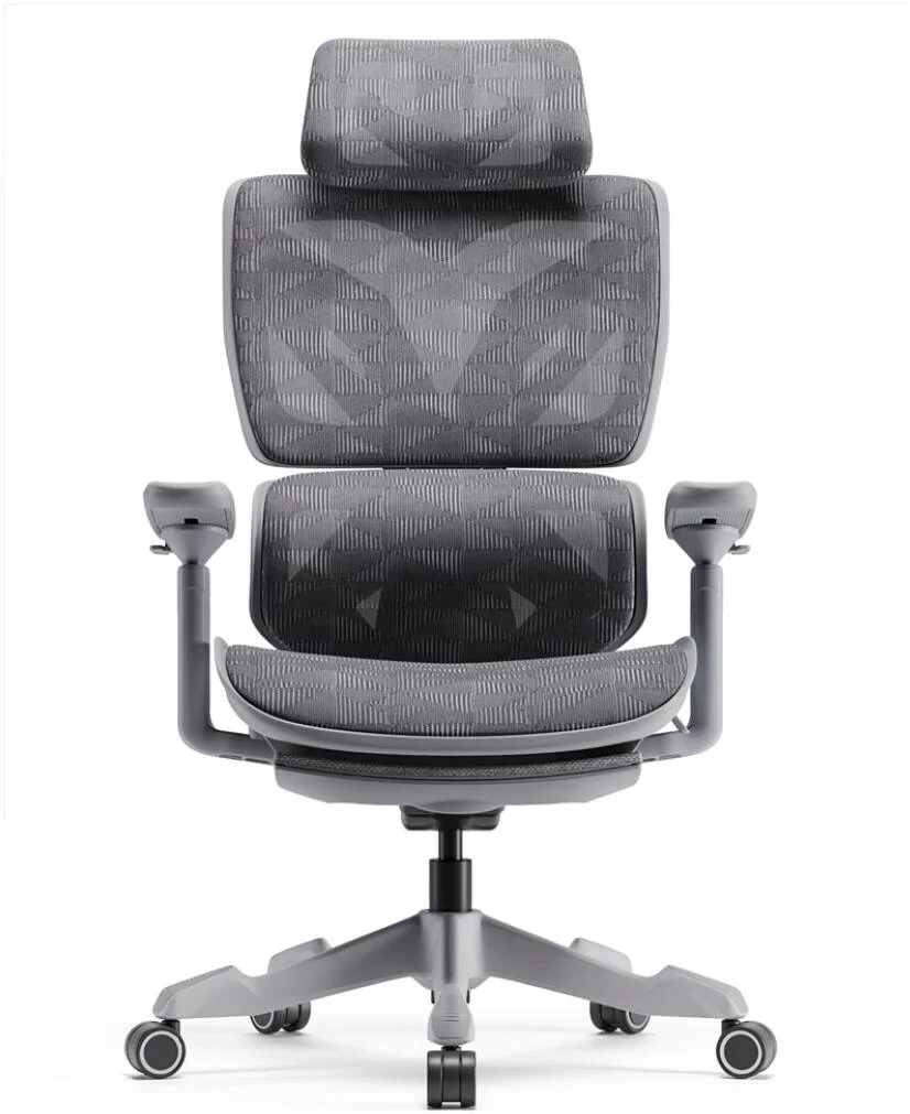 صندلی گیمینگ فوق ارگونومیک AFTERWORK Xyrion نقره ای با زیرپایی، طراحی مدرن، تکیه گاه سر و دسته قابل تنظیم سه بعدی، توری تنفسی، سفید و نقره ای | Xyrion