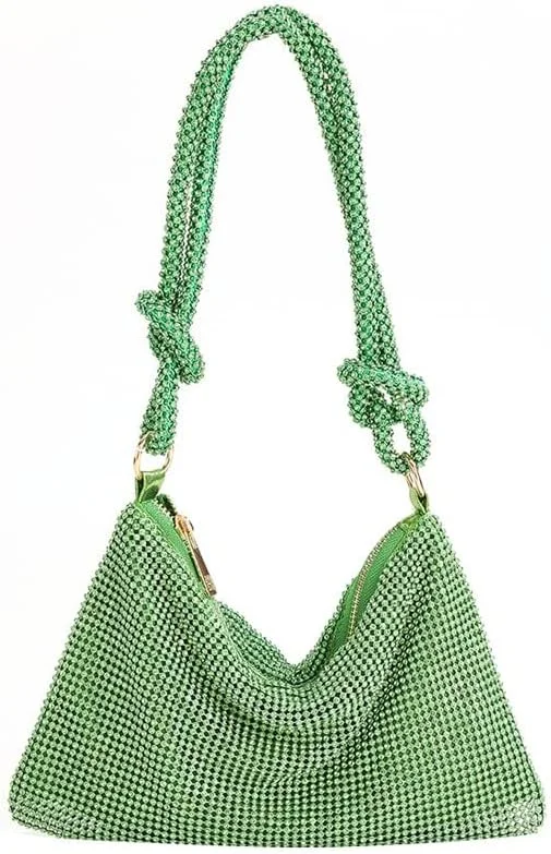 کیف دستی مجلسی زنانه MAKINGTEC با تزیینات نگین‌دار - سبز