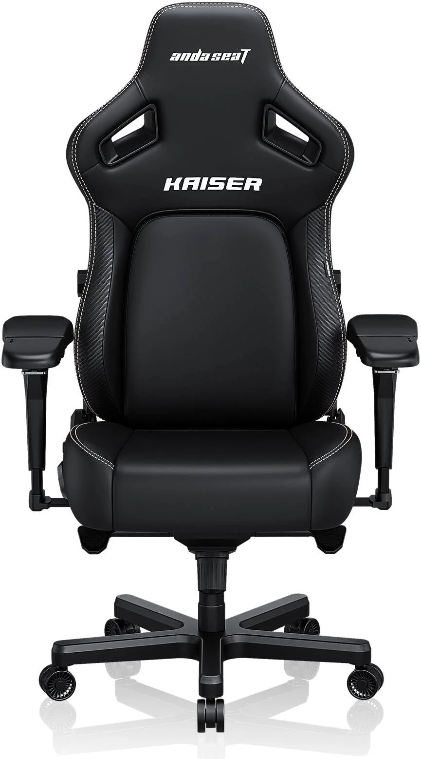 صندلی گیمینگ بزرگ AndaSeat Kaiser 4، جنس روکش چرم مصنوعی ArteDiPelle، چرخ‌های 65 میلی‌متری با روکش PU، پیستون گازی کلاس 4، فوم متراکم سرد، دسته 5D، مشکی | AD12YDDC-L-20-B-PVC