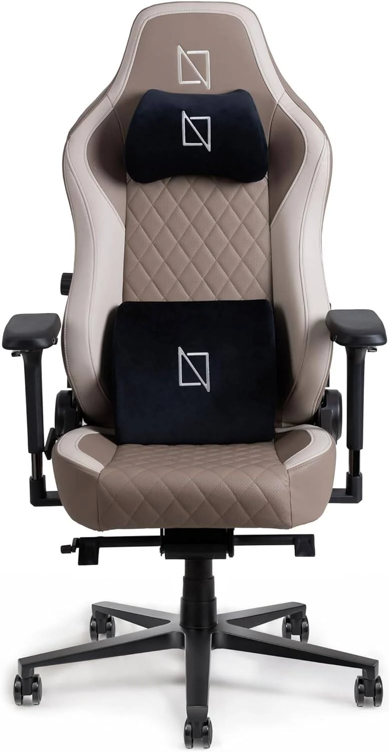 صندلی اِیپِکس، صندلی گیمینگ ارگونومیک ممتاز با بالشتک های فوم حافظه دار، تکیه گاه سر مغناطیسی و پشتیبانی کمری یکپارچه از نَوِدِسک (چرم ابری - M، اسپرسو)