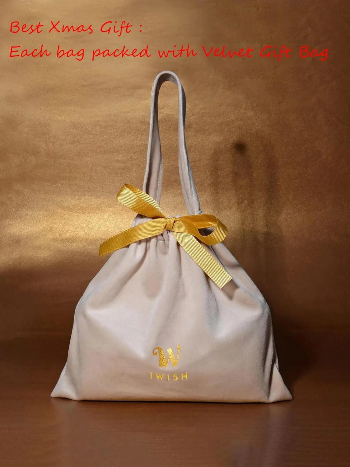 کیف دستی مجلسی زنانه طلایی اکلیلی iWISH با طرح پلیسه و حلقه نگین‌دار، مناسب عروسی و مهمانی