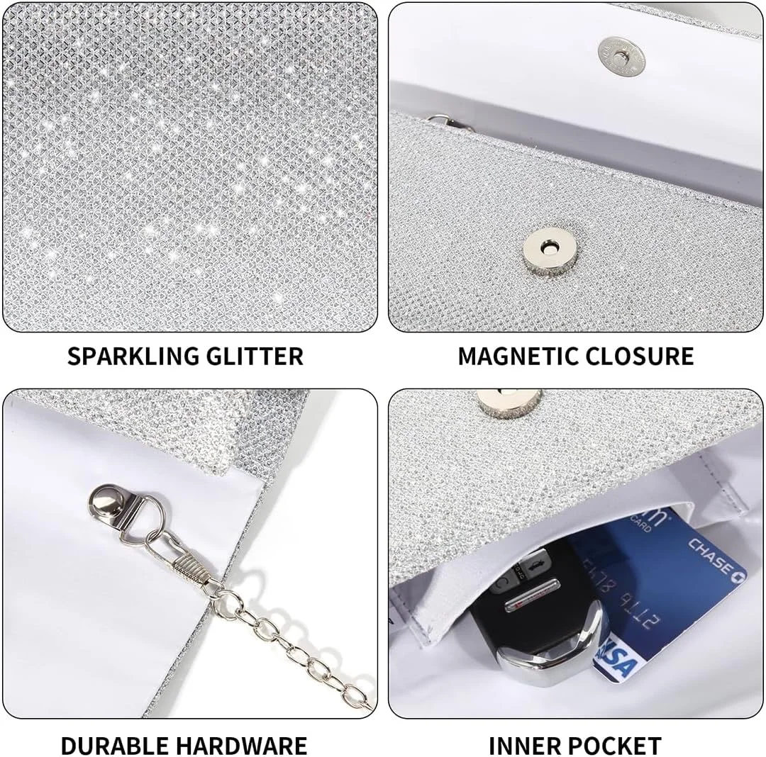 کیف دستی مجلسی زنانه LovyoCoCo، کیف پول کلاچ درخشان برای مهمانی و عروسی