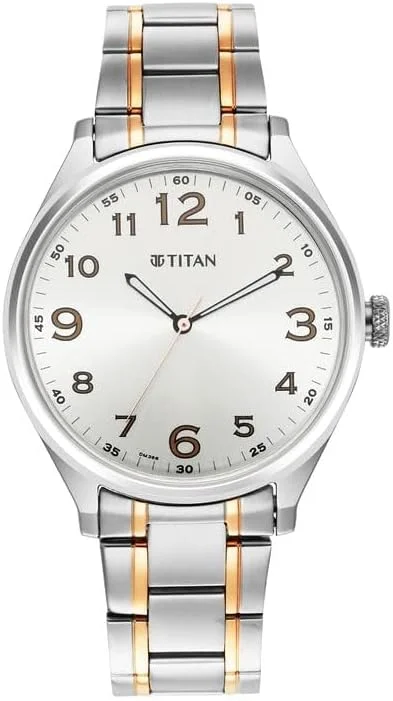 ساعت مچی مردانه تایتان ترندستر صفحه نقره ای سفید، بند ساعت مچی مردانه تایتان ترندستر صفحه نقره ای سفید، بند