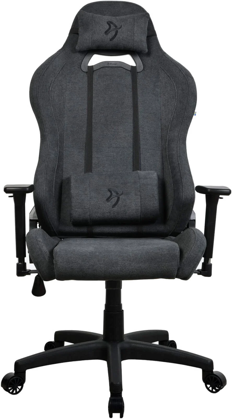 صندلی گیمینگ سری Arozzi Torretta، جنس پارچه نرم، دسته های سه بعدی، ارتفاع و پشتی قابل تنظیم، بالش کمری قابل تنظیم، عملکرد گهواره ای، ظرفیت وزنی 120 کیلوگرم، خاکستری تیره | TORRETTA-SFB-DG2