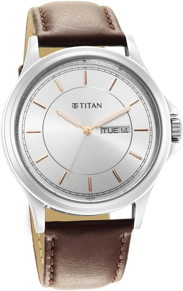 ساعت تایتان ترندستر با صفحه نقره ای سفید