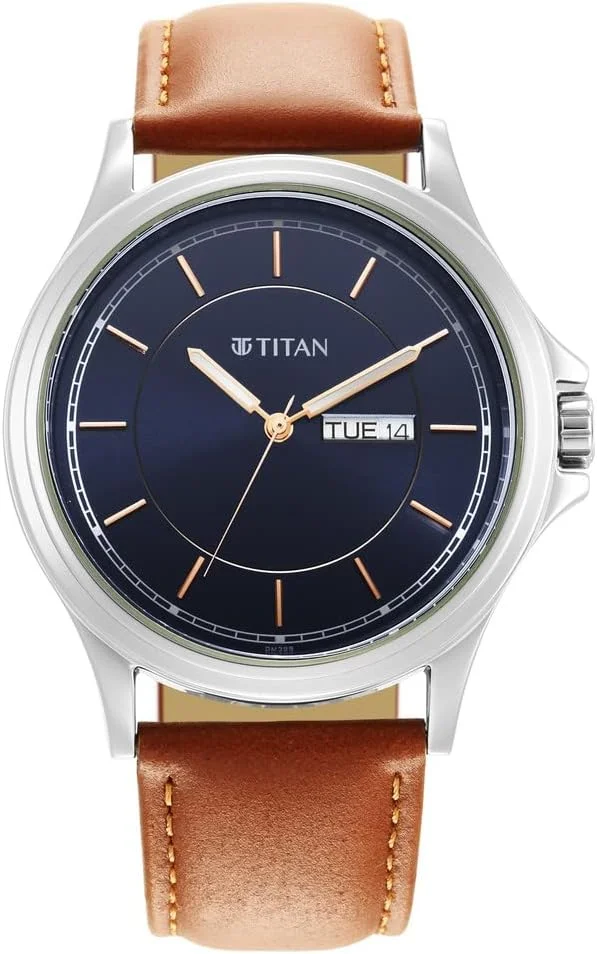 ساعت مچی مردانه تایتان ترندستر با صفحه آبی و بند