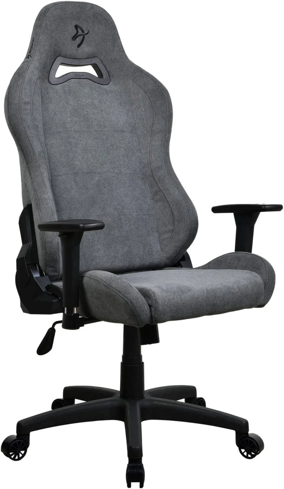 صندلی گیمینگ سری Arozzi Torretta، جنس پارچه نرم، دسته های سه بعدی، ارتفاع و پشتی قابل تنظیم، بالش کمری قابل تنظیم، عملکرد گهواره ای، ظرفیت وزنی 120 کیلوگرم، خاکستری