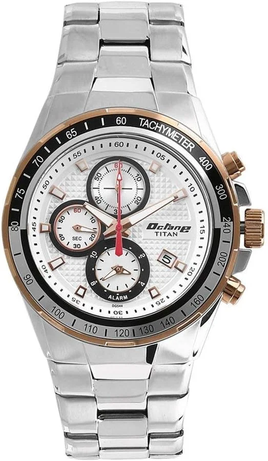 ساعت مچی مردانه تیتان با صفحه نقره ای و بند استیل - 90085KM01