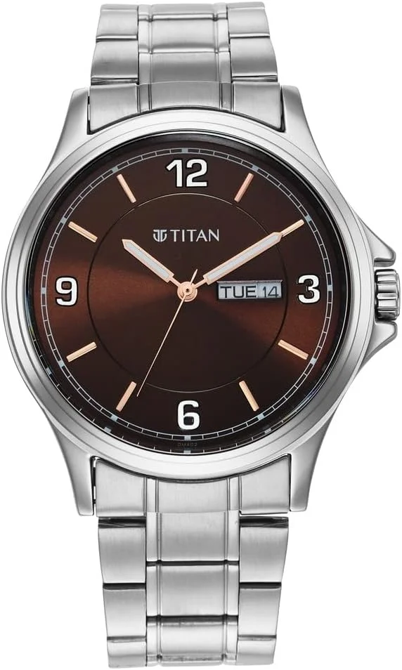 ساعت مچی تایتان Trendsetters صفحه قهوه ای تیره، بند فلزی