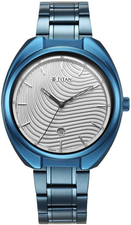 ساعت مچی مردانه تیتان کوارتز آنالوگ با صفحه نقره ای سفید و بند استیل