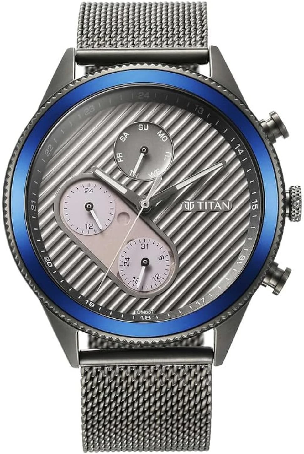 ساعت مچی مردانه تیتان کوارتز آنالوگ با صفحه آنتراسیت و بند استیل
