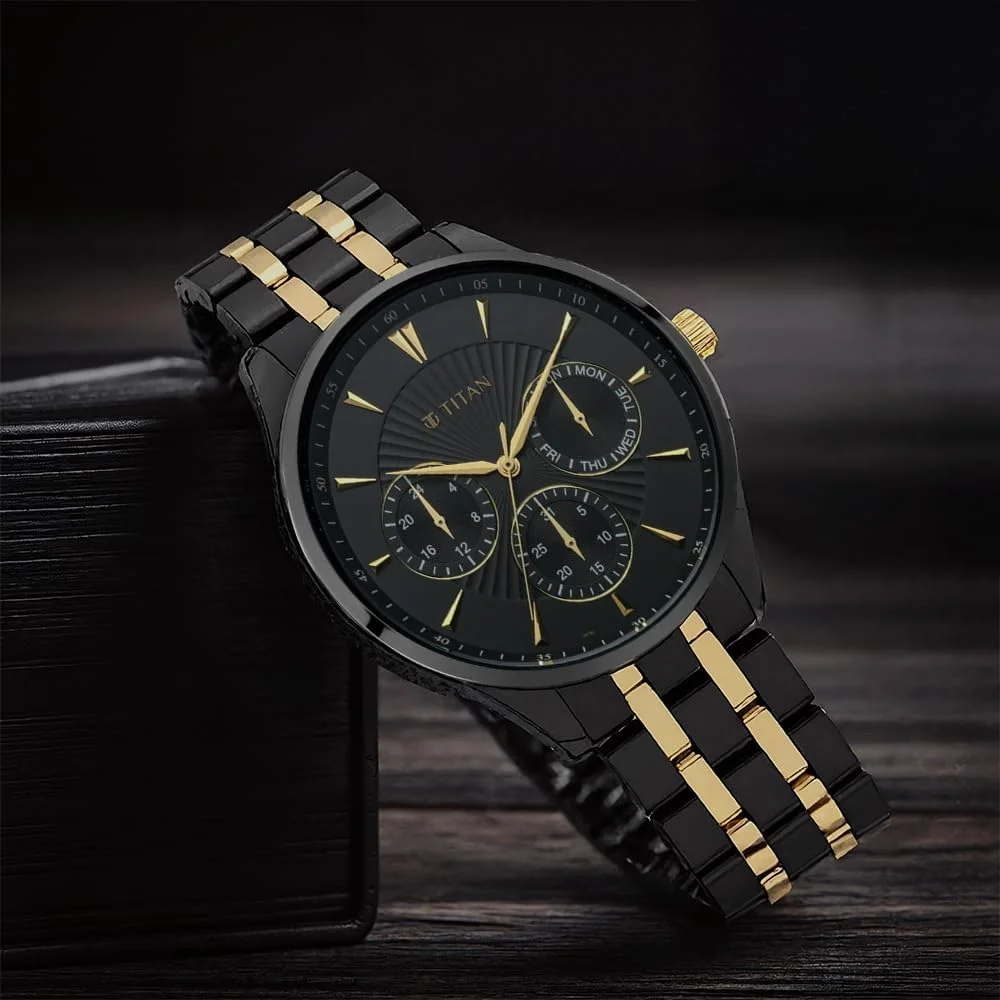 ساعت مچی مردانه آنالوگ تایتان Regalia Opulent با صفحه مشکی - 90127KM01/NR90127KM01