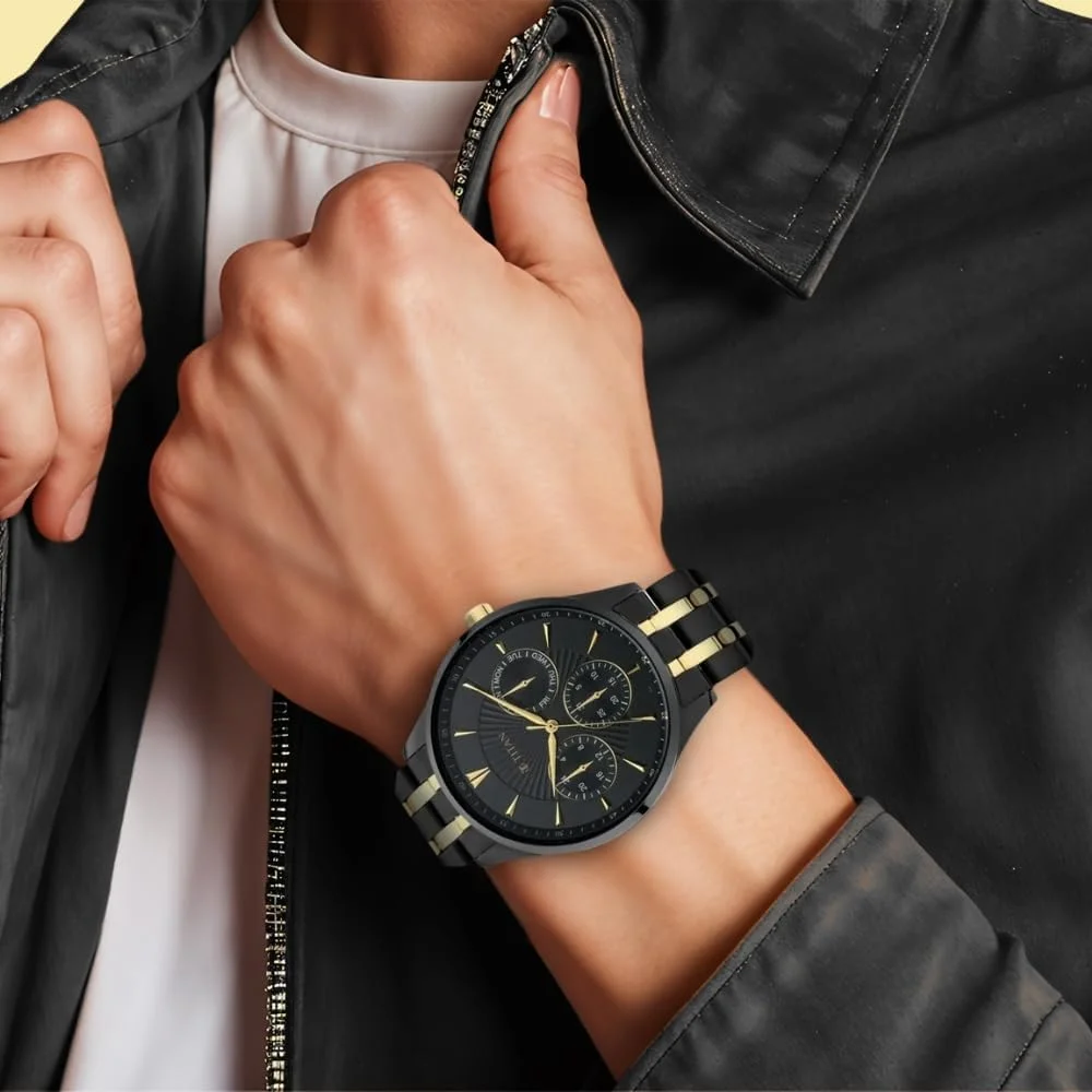 ساعت مچی مردانه آنالوگ تایتان Regalia Opulent با صفحه مشکی - 90127KM01/NR90127KM01