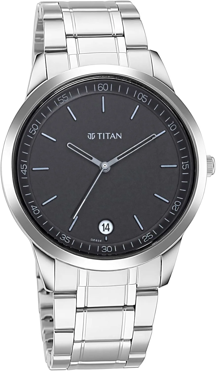 ساعت آنالوگ مردانه تیتان با صفحه مشکی فلزی - Np1806Sm02، رنگ بند - نقره ای