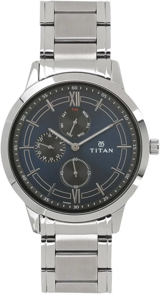 ساعت مچی مردانه تیتان مدل آنالوگ با صفحه آبی - Nr1769Sm01، رنگ بند - نقره ای