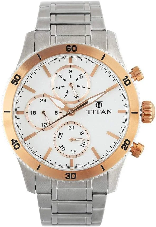 ساعت مچی مردانه تیتان اکتیو آنالوگ با صفحه نقره ای - 90105KM02