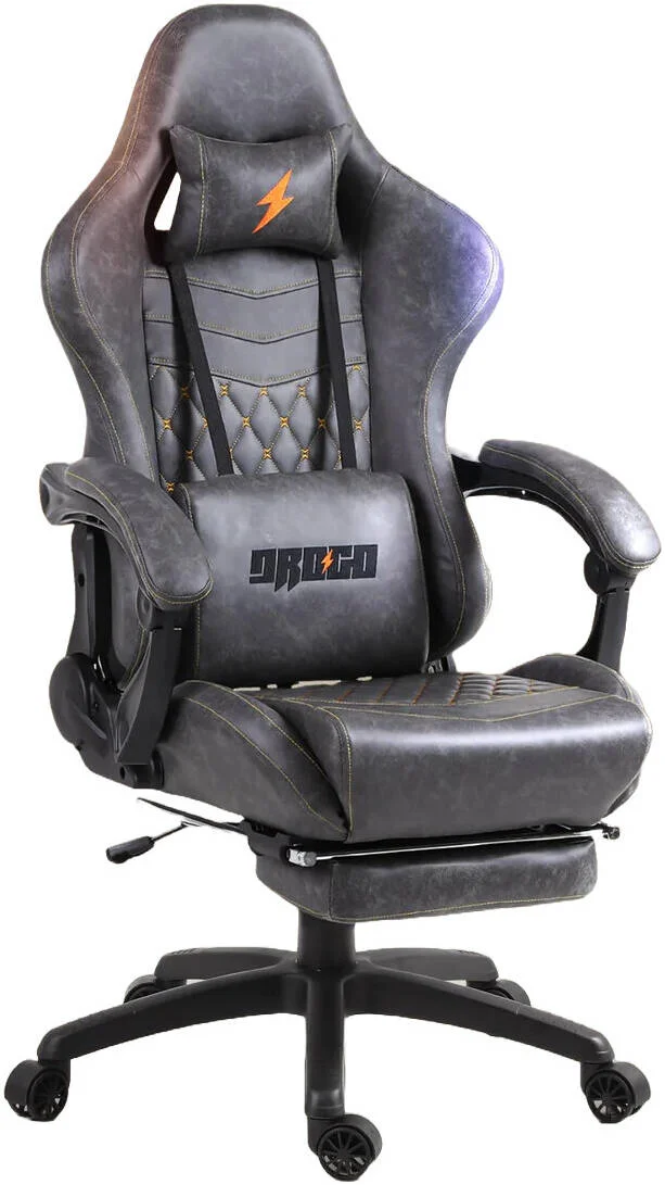 صندلی گیمینگ چند منظوره ارگونومیک BAYBEE Drogo با قابلیت تنظیم 7 جهته صندلی، ماساژور سر و USB، بالش کمری چرمی PU، صندلی خانگی و اداری با تکیه گاه کاملاً خوابیده و زیرپایی، خاکستری | DGC001 صندلی گیمینگ چند منظوره ارگونومیک BAYBEE Drogo با قابلیت تنظیم 7 جهته صندلی، ماساژور سر و USB، بالش کمری چرمی PU، صندلی خانگی و اداری با تکیه گاه کاملاً خوابیده و زیرپایی، خاکستری | DGC001