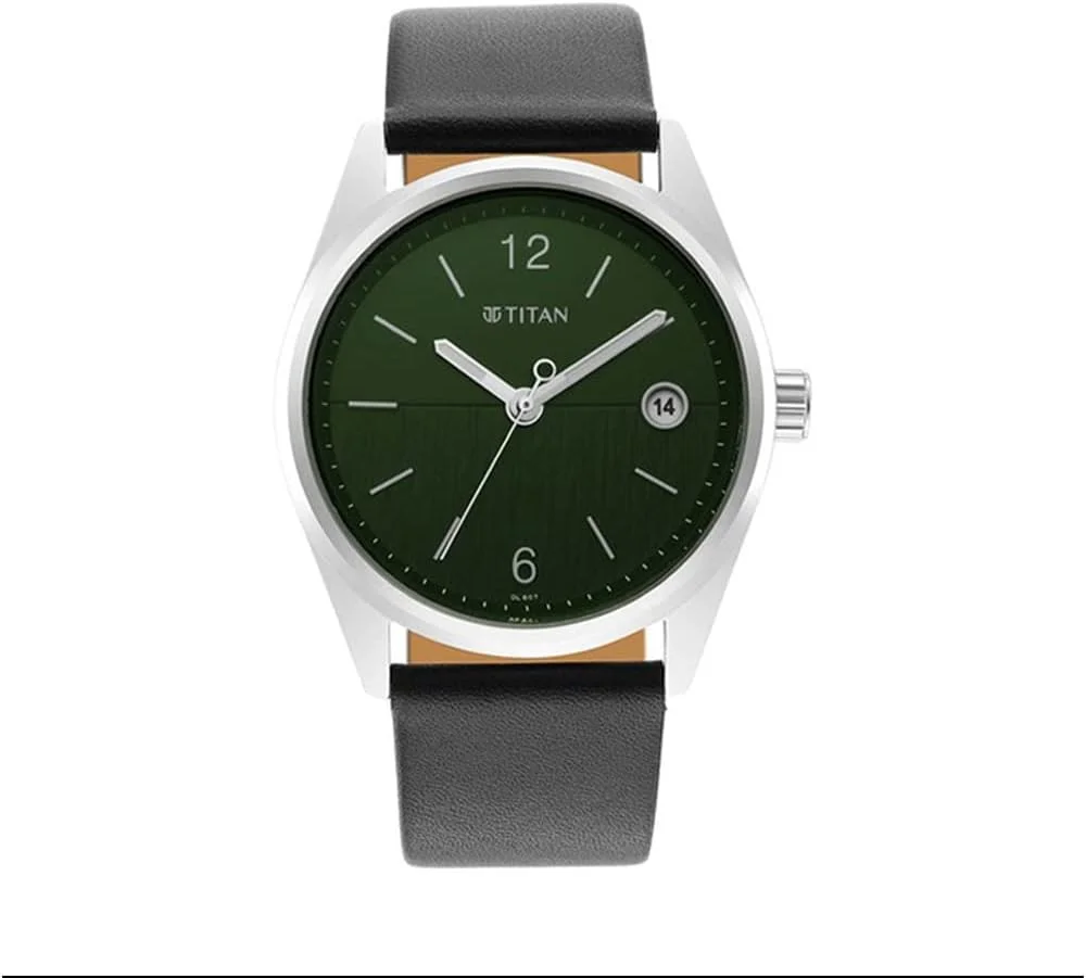 ساعت مچی مردانه تایتان مدل چرمی آنالوگ با صفحه آبی - 1729Sl07، رنگ بند - مشکی