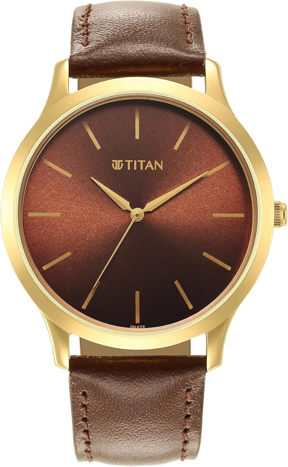 ساعت مچی مردانه تایتان مدل آنالوگ با صفحه قهوه ای و بند قهوه ای چرمی - Nr1825Yl04