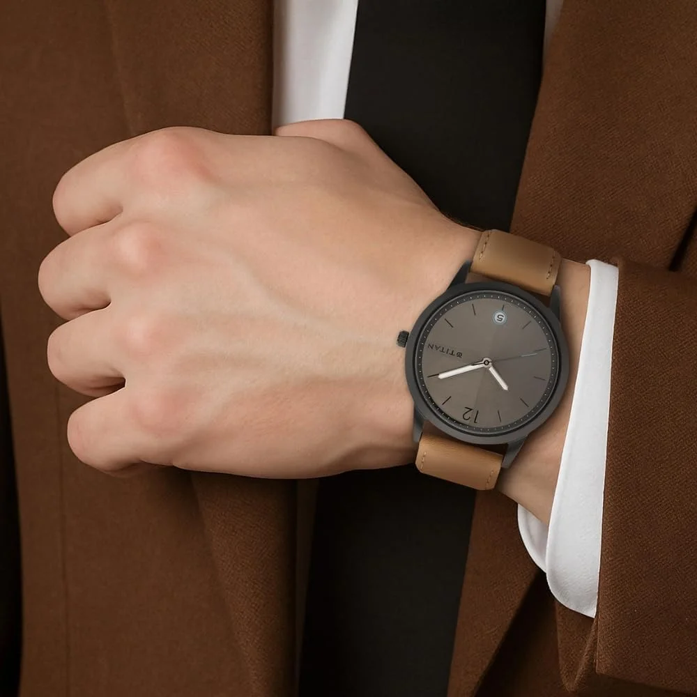 ساعت مچی آنالوگ مردانه تایتان - 1806Nl01 (مشکی، سایز آزاد)، مشکی، سایز آزاد، بند