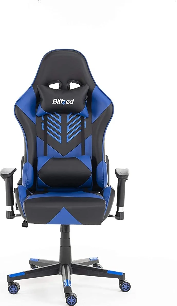 صندلی گیمینگ طرح مسابقه ای چرم مصنوعی بلیتز بدون بالشتک سر و کوسن کمری و بدون زیرپایی - آبی صندلی گیمینگ طرح مسابقه ای چرم مصنوعی بلیتز بدون بالشتک سر و کوسن کمری و بدون زیرپایی - آبی