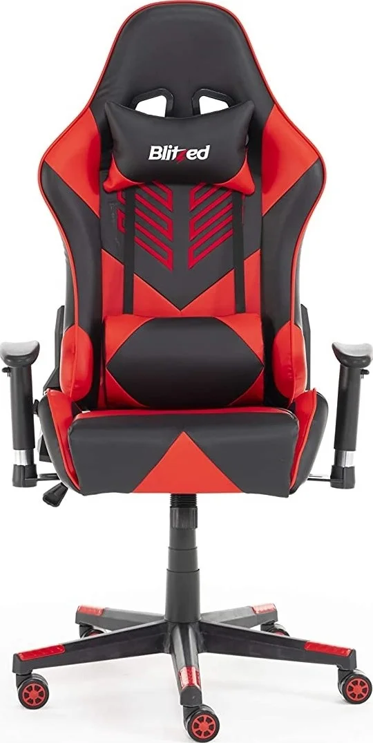 صندلی گیمینگ طرح مسابقه ای چرم مصنوعی بلیتز بدون بالشتک سر و کوسن کمری و زیرپایی - قرمز صندلی گیمینگ طرح مسابقه ای چرم مصنوعی بلیتز بدون بالشتک سر و کوسن کمری و زیرپایی - قرمز