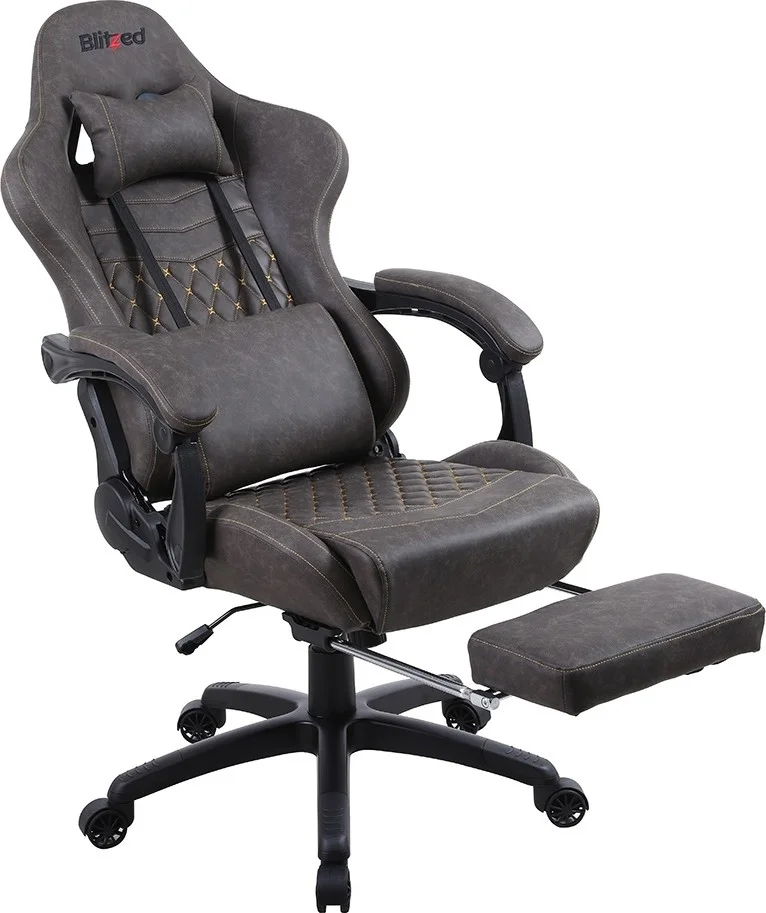 صندلی گیمینگ مسابقه ای Blitzed مدل Professor با زیرپایی جمع شونده - قهوه ای | PROFESSORBROWN