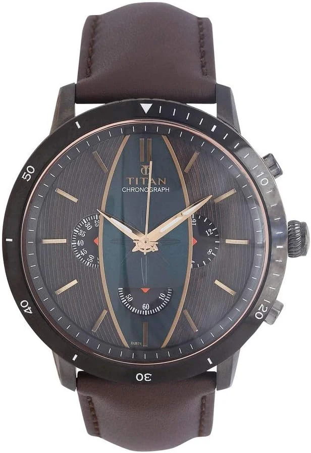 ساعت مچی مردانه تایتان مدل Maritime با صفحه سبز آنالوگ - NN1832KL01، قهوه ای، سایز آزاد، بند